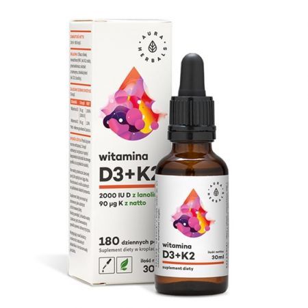 Aura Herbals Witamina D3 (2000 IU) + K2MK7 krople 30 ml
