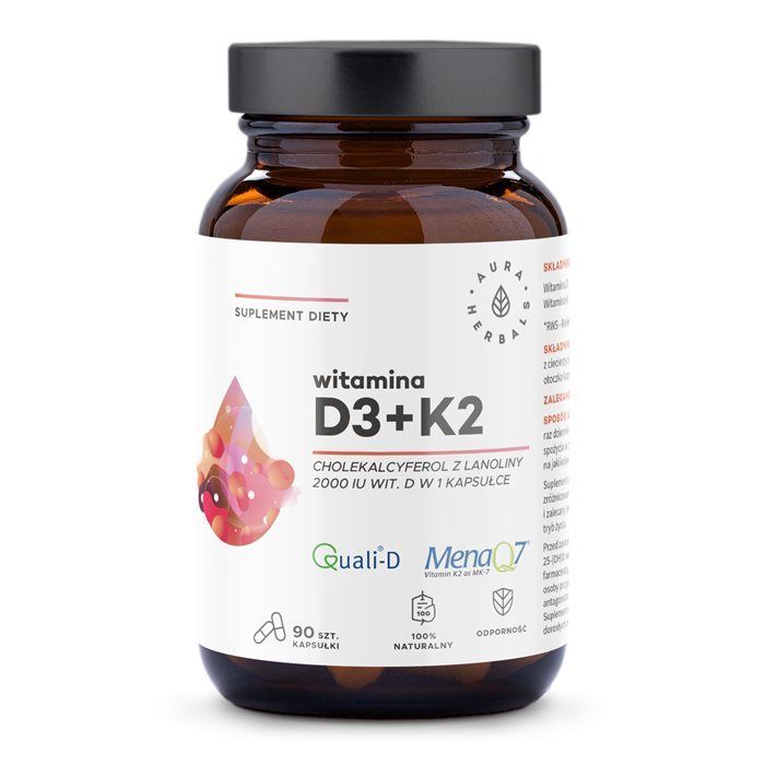 Aura Herbals Witamina D3 4000 IU + K2 90 kapsułek