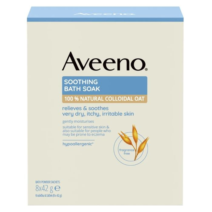 Aveeno kojący puder do kąpieli na podrażnienia saszetki, 8 x 42 g