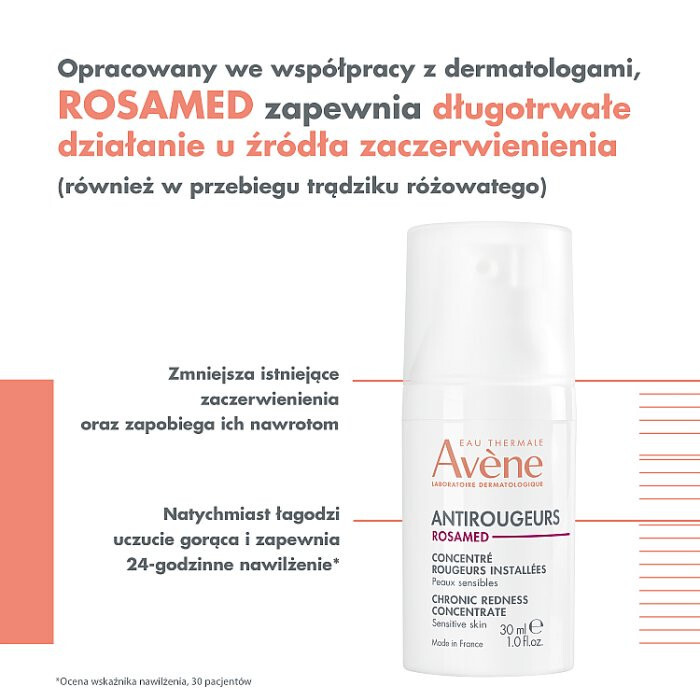 Avene Antirougeurs Rosamed koncentrat na utrwalone zaczerwienienia, 30 ml