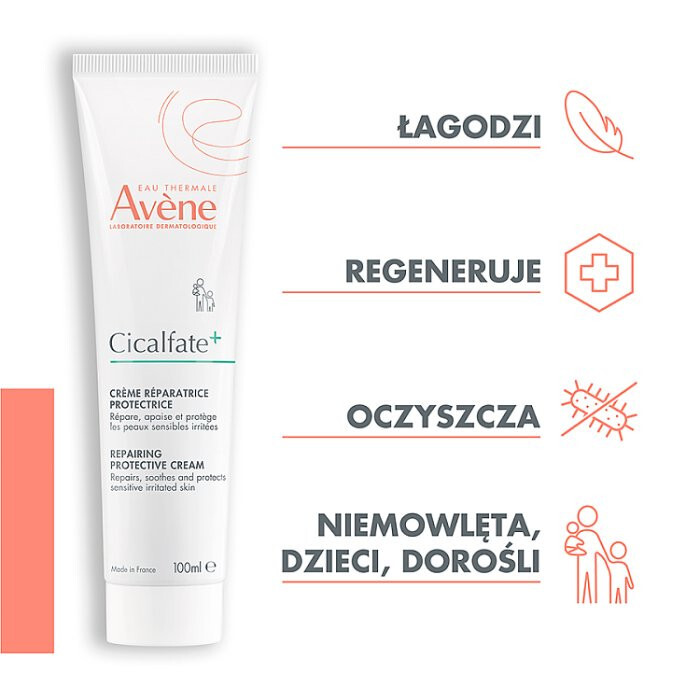 Avene Cicalfate+ krem do twarzy i ciała do skóry wrażliwej, 100 ml