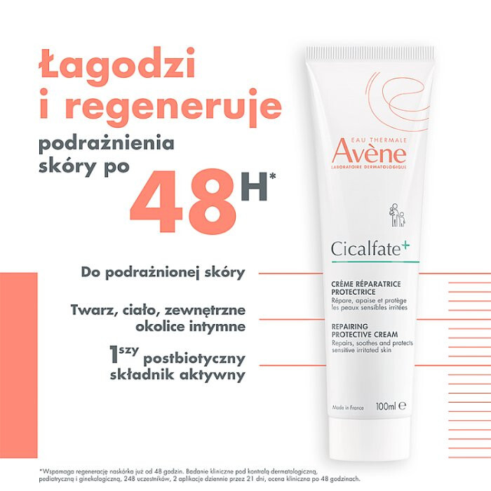Avene Cicalfate+ krem do twarzy i ciała do skóry wrażliwej, 100 ml