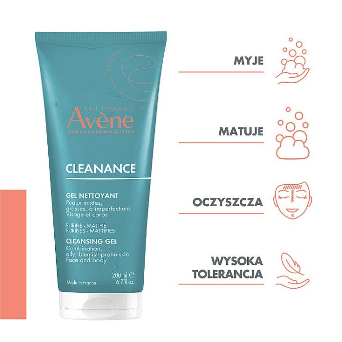 Avene Cleanance Gel oczyszczający żel przeciw niedoskonałościom, 200 ml