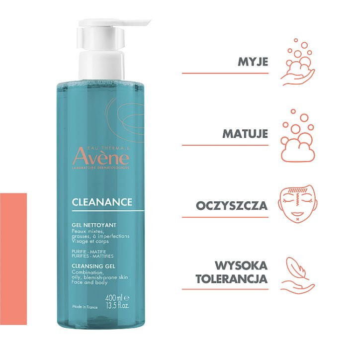 Avene Cleanance Gel oczyszczający żel przeciw niedoskonałościom, 400 ml