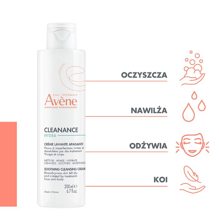 Avene Cleanance Hydra oczyszczający krem łagodzący do skóry wrażliwej, 200 ml