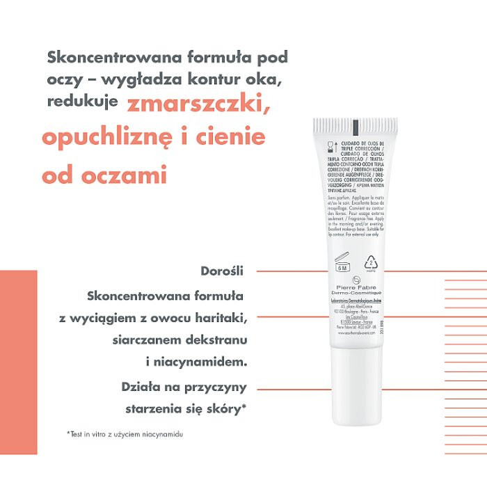 Avene Hyaluron Activ B3 krem pod oczy o działaniu korygującym, 15 ml
