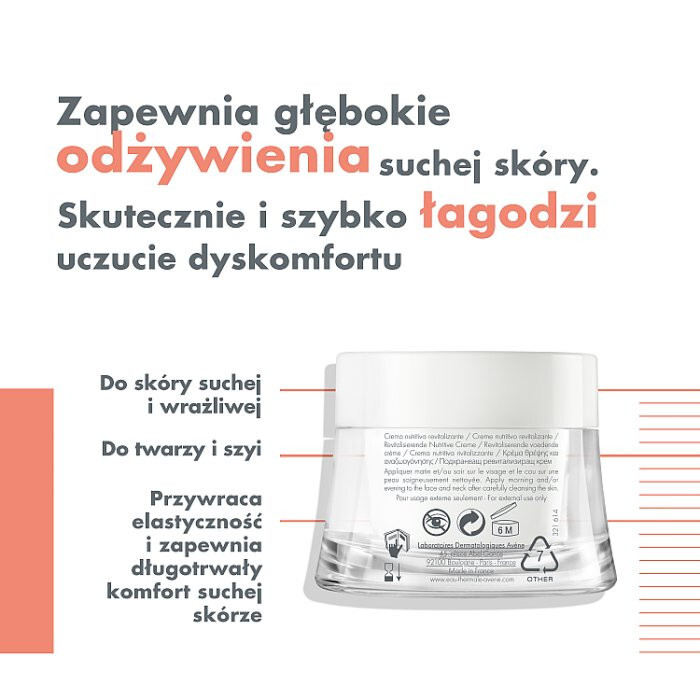 Avene odżywczy krem rewitalizujący do skóry suchej i wrażliwej, 50 ml