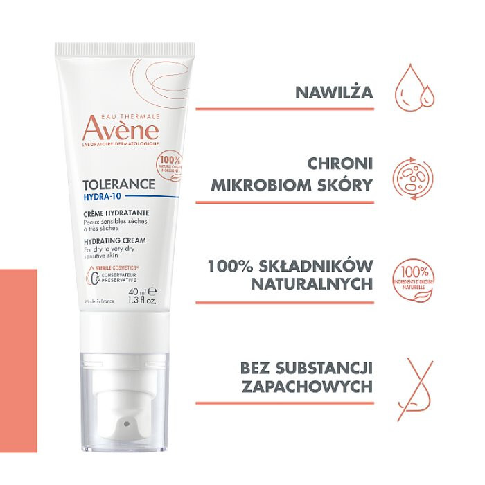 Avene Tolerance Hydra-10 krem do skóry suchej i wrażliwej, 40 ml