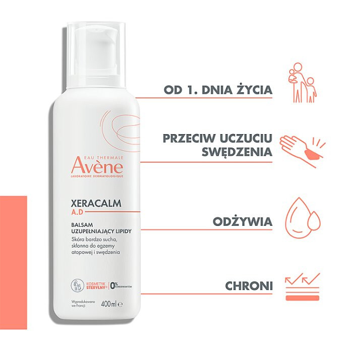 Avene Xeracalm A.D. balsam uzupełniający lipidy przeciw swędzeniu, 400 ml