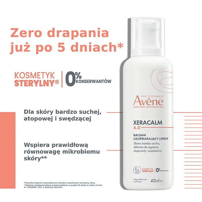 Avene Xeracalm A.D. balsam uzupełniający lipidy przeciw swędzeniu, 400 ml