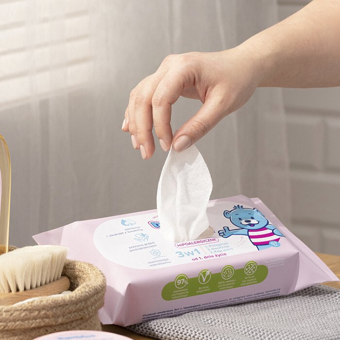 Bambino Chusteczki emolientowe 3w1 hipoalergiczne, 57 szt.