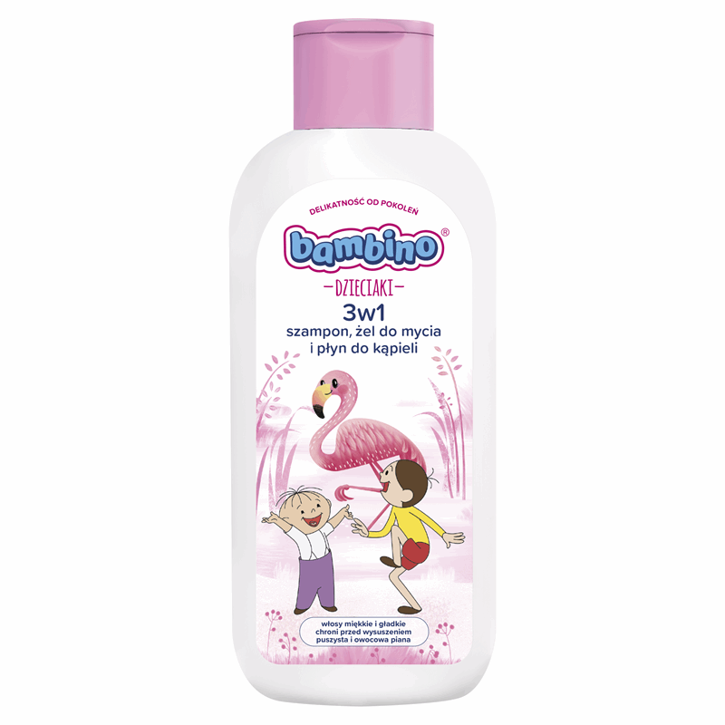 Bambino Dzieciaki 3w1 Flamingi (szampon, żel do mycia, płyn do kąpieli), 400 ml