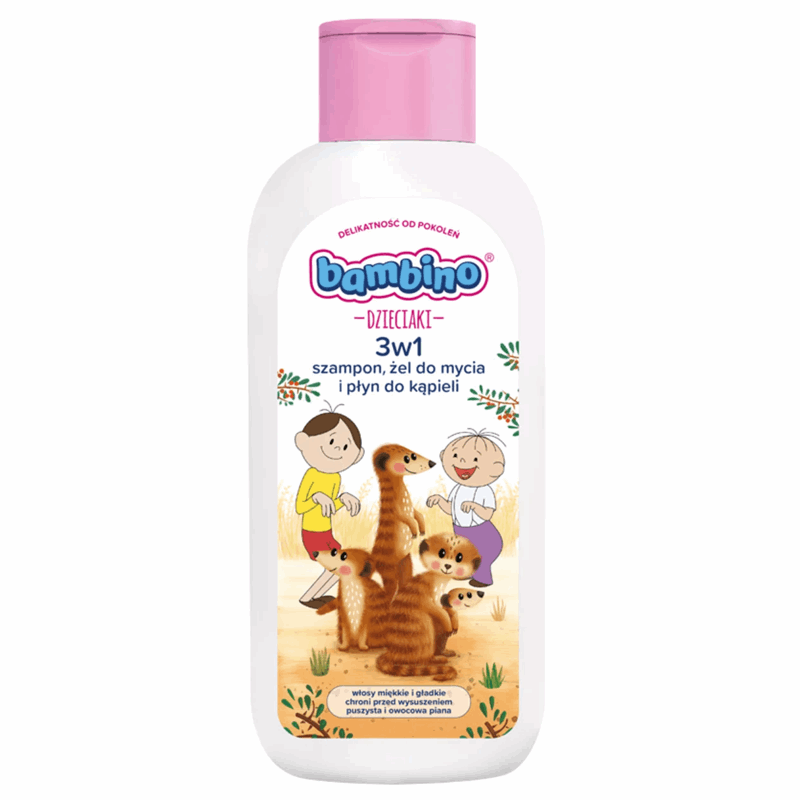 Bambino Dzieciaki 3w1 Surykatki (Szampon, żel do mycia, płyn do kąpieli), 400 ml