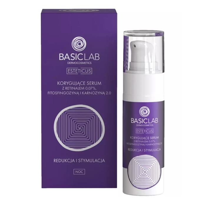 BasicLab korygujące serum z retinalem do twarzy szyi i dekoltu, 30 ml