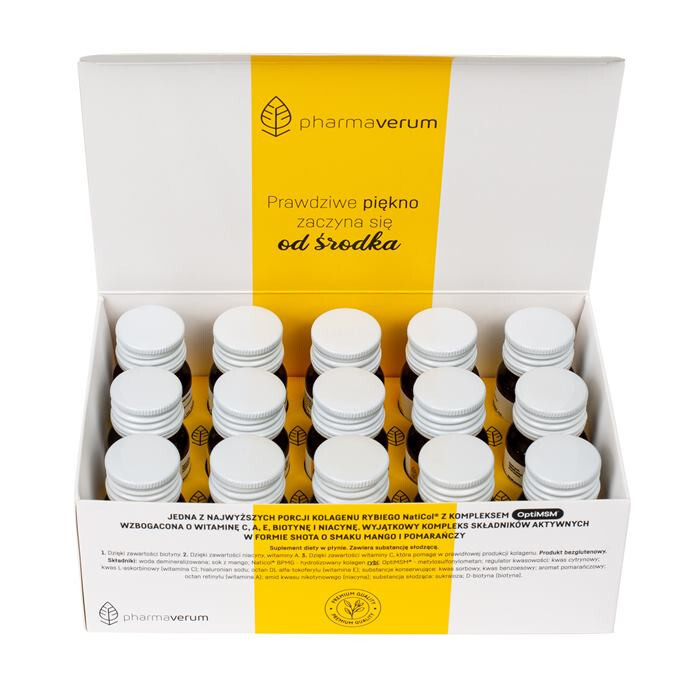 Beautyllagen Shot z kolagenem na skórę włosy i paznokcie, 15 x 30 ml