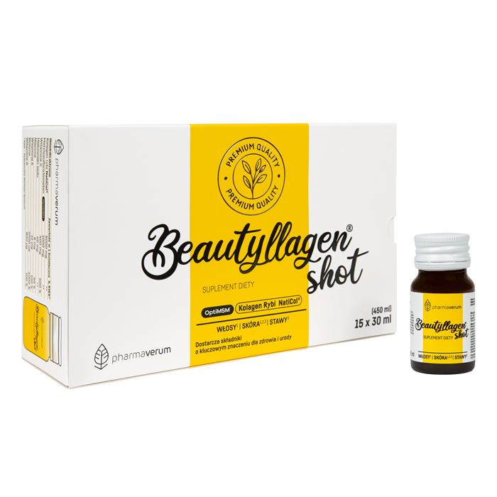 Beautyllagen Shot z kolagenem na skórę włosy i paznokcie, 15 x 30 ml