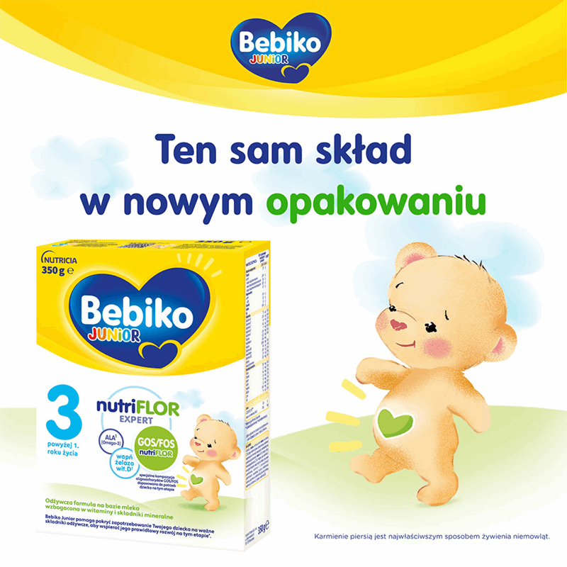 Bebiko Junior 3 NUTRIflor Expert Odżywcza formuła na bazie mleka dla dzieci powyżej 1. roku życia 350 g