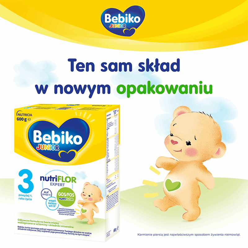 Bebiko Junior 3 NUTRIflor Expert Odżywcza formuła na bazie mleka dla dzieci powyżej 1. roku życia 600 g