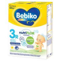 Bebiko Junior 3R NUTRIflor Expert Odżywcza formuła na bazie mleka z kleikiem ryżowym dla dzieci powyżej 1. roku życia 600 g