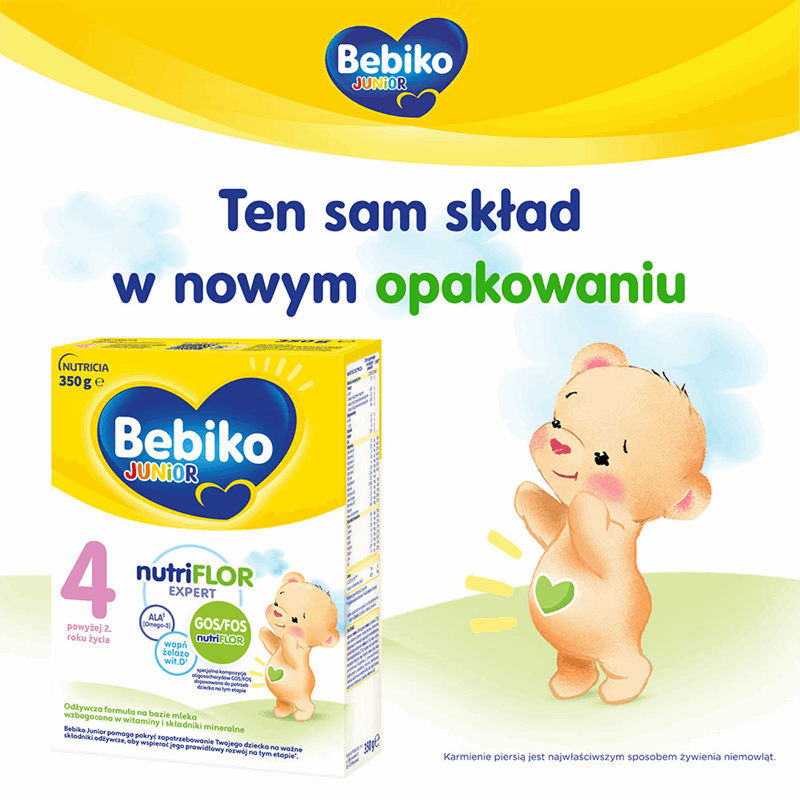 Bebiko Junior 4 NUTRIflor Expert Odżywcza formuła na bazie mleka dla dzieci powyżej 2. roku życia 350 g