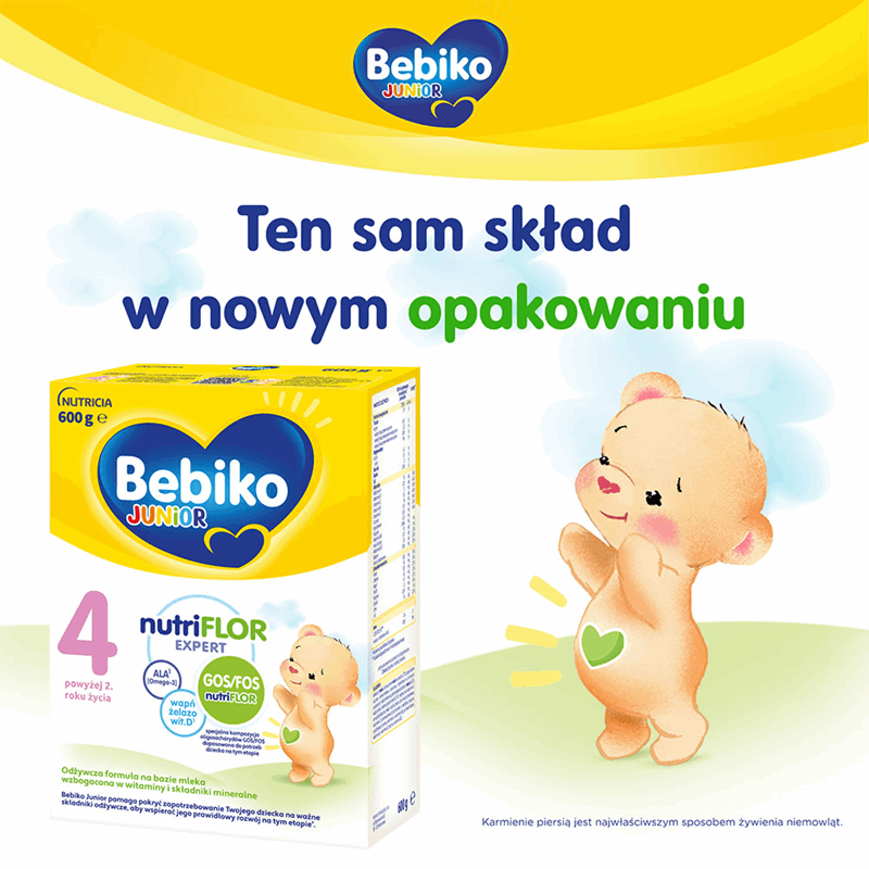 Bebiko Junior 4 NUTRIflor Expert Odżywcza formuła na bazie mleka dla dzieci powyżej 2. roku życia 600 g