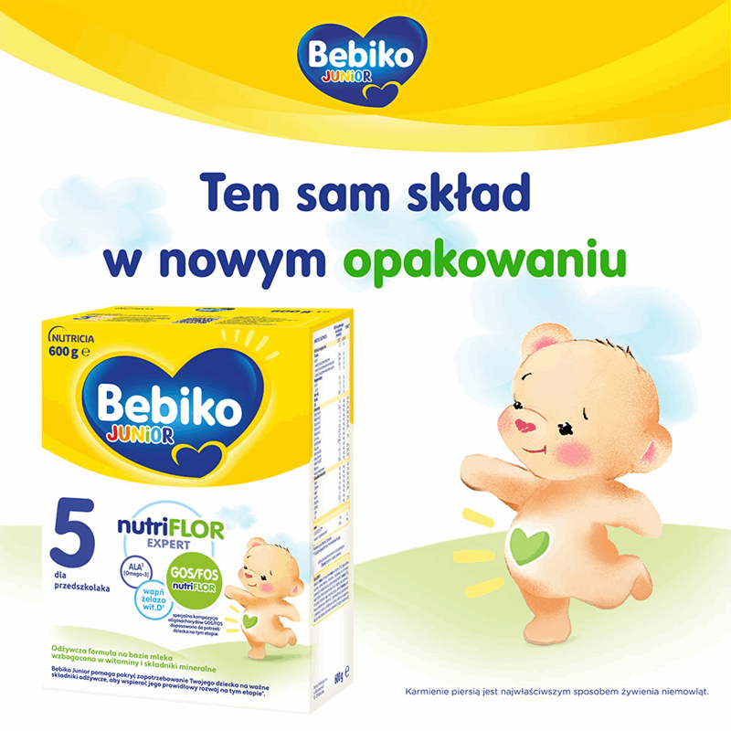 Bebiko Junior 5 NUTRIflor Expert Odżywcza formuła na bazie mleka dla przedszkolaka 600 g