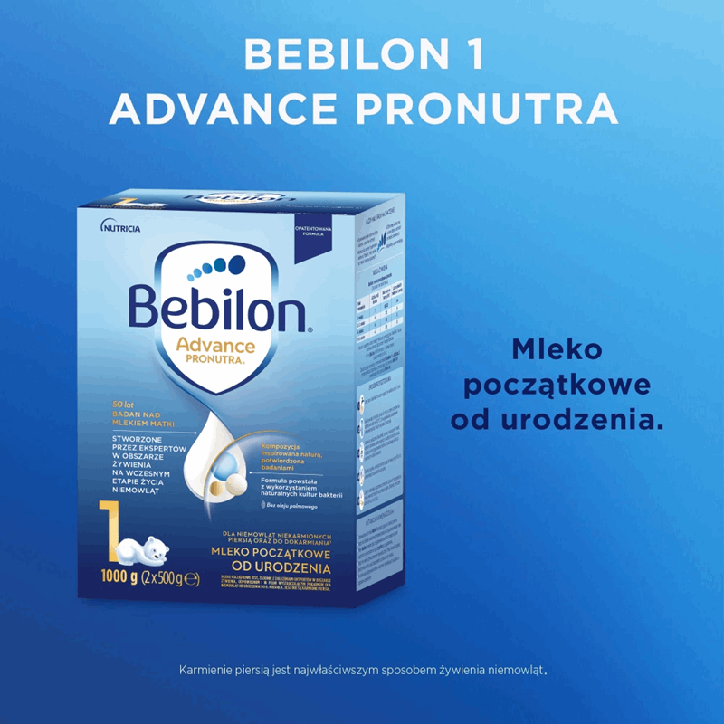 Bebilon 1 Advance Pronutra Mleko początkowe od urodzenia 1000 g