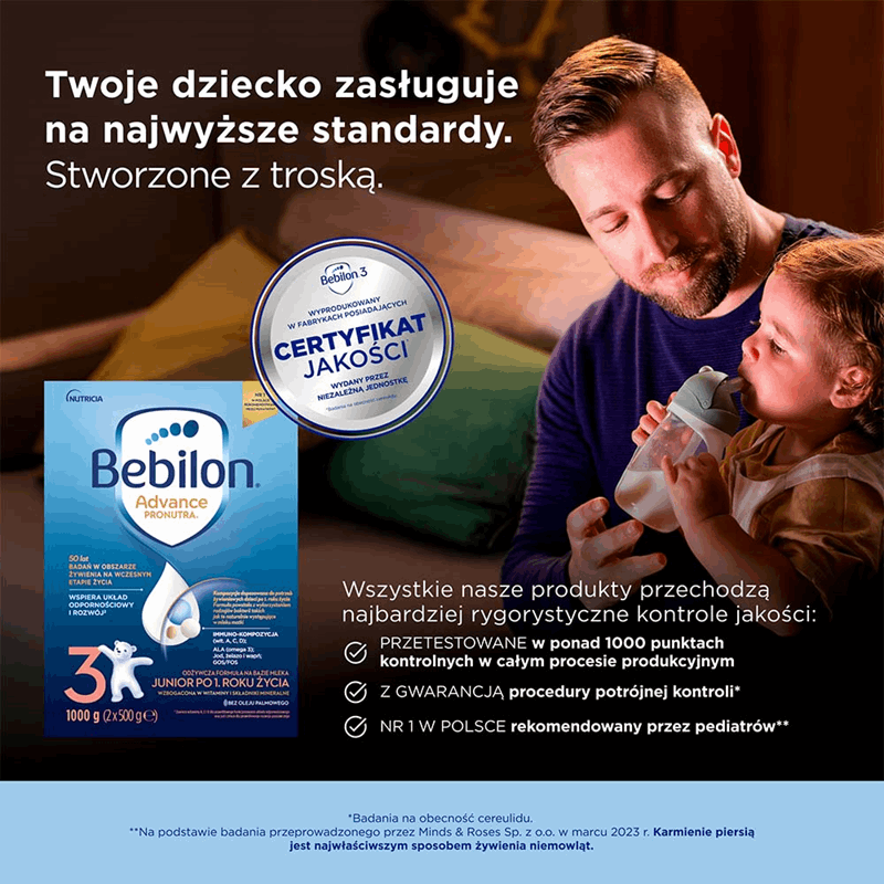 Bebilon 3 Advance Pronutra Junior formuła na bazie mleka po 1. roku życia, 1000 g