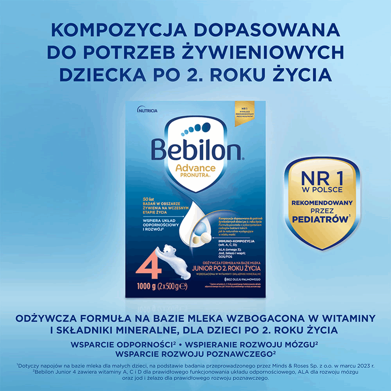 Bebilon 4 Advance Pronutra Junior formuła na bazie mleka po 2. roku życia, 1000 g