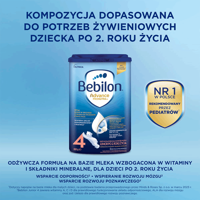 Bebilon 4 Advance Pronutra Junior formuła na bazie mleka po 2. roku życia, 800 g