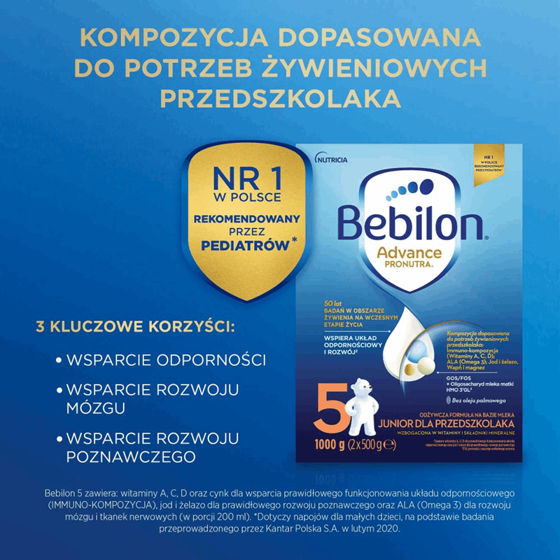 Bebilon 5 Advance Pronutra Junior odżywcza formuła na bazie mleka dla przedszkolaka 1000 g
