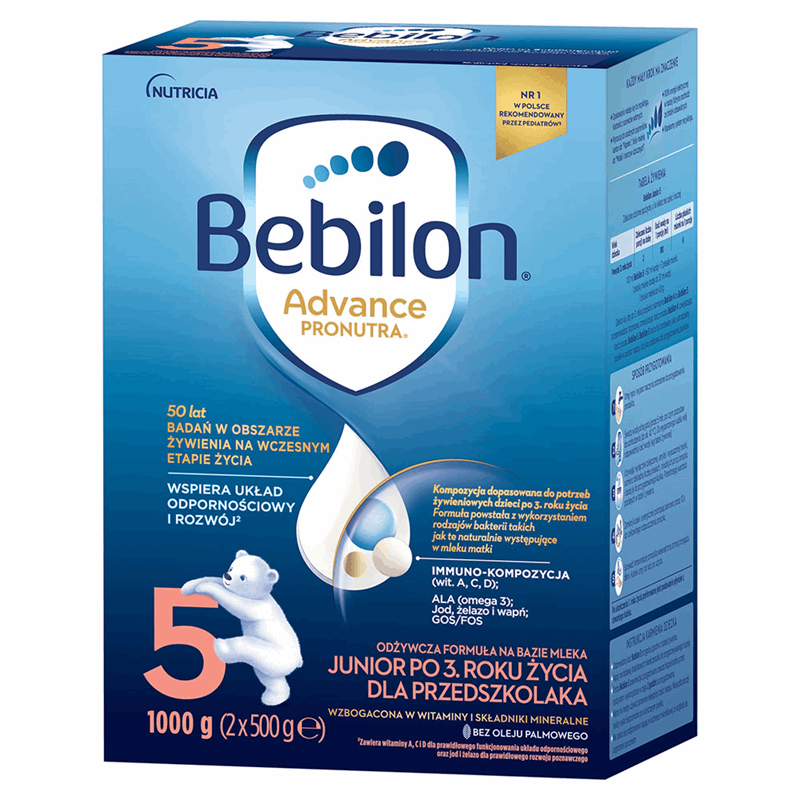Bebilon 5 Advance Pronutra Junior odżywcza formuła na bazie mleka po 3. roku życia dla przedszkolaka, 1000 g