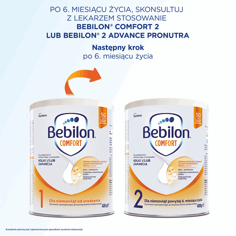 Bebilon Comfort 1 mleko początkowe od urodzenia na zaparcia i kolki, 400 g
