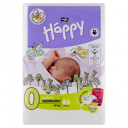BELLA HAPPY BEFORE NEWBORN Pieluszki jednorazowe (do 2 kg) 46 szt.