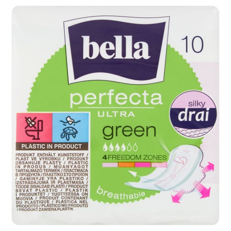 BELLA PERFECTA ULTRA GREEN Podpaski ze skrzydełkami 10 szt.