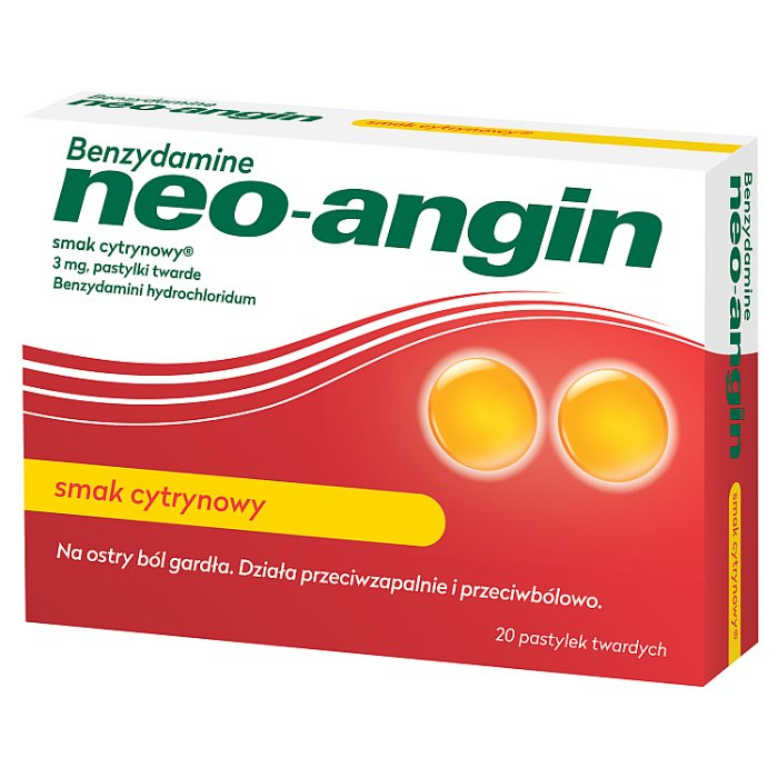 Benzydamine neo-angin tabletki do ssania na ból gardła, 20 szt.