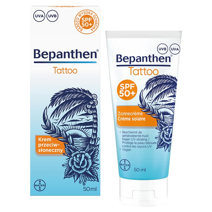 Bepanthen Tattoo krem przeciwsłoneczny do tatuaży SPF50, 50 ml