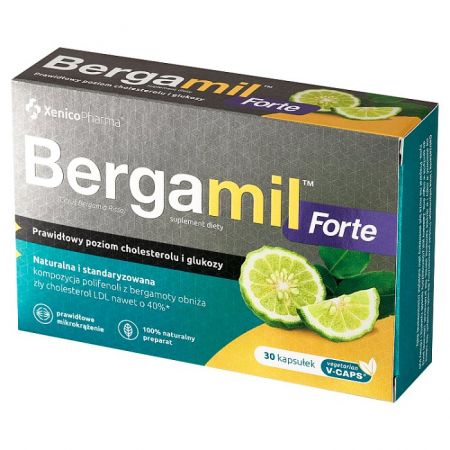 Bergamil Forte kapsułki na prawidłowy cholesterol i poziom glukozy, 30 szt.
