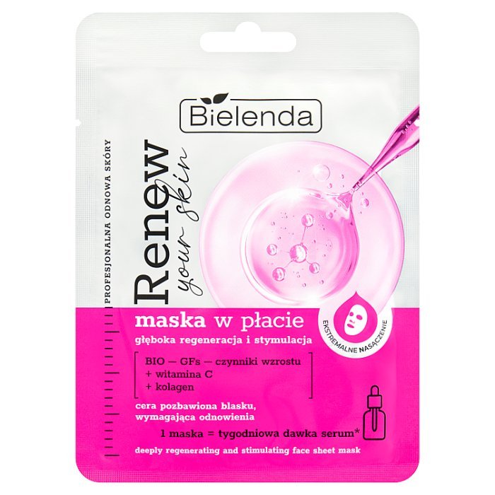 Bielenda Renew Your Skin maska regenerująca i stymulująca w płacie, 1 szt.