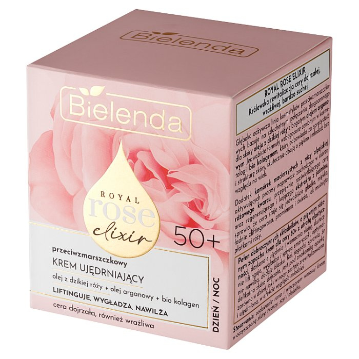 Bielenda Royal Rose Elixir Przeciwzmarszczkowy półtłusty krem 50+ na dzień i noc, 50 ml