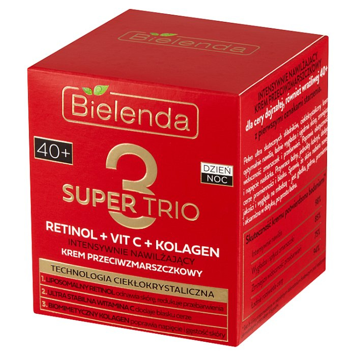 Bielenda Super Trio 40+ intensywnie nawilżający krem przeciwzmarszczkowy, 50 ml