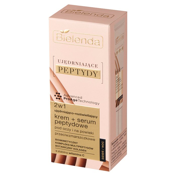 Bielenda Ujędrniające Peptydy 2w1 krem + serum pod oczy i na powieki, 15 ml