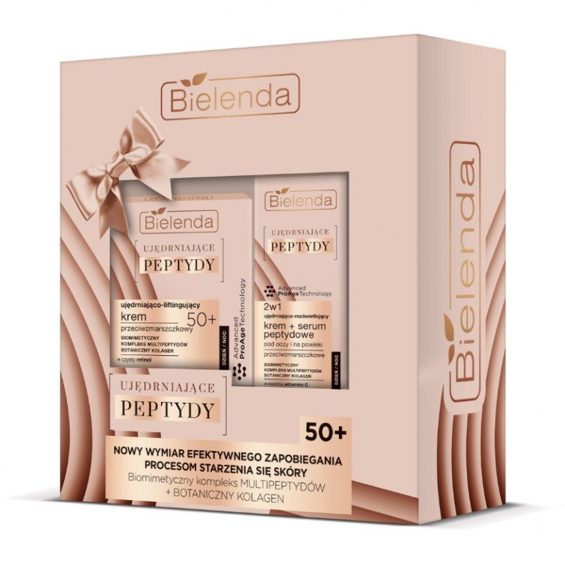 Bielenda Ujędrniające Peptydy 50+ Zestaw (krem przeciwzmarszczkowy, 50 ml + krem + serum pod oczy, 15 ml), 1 szt.