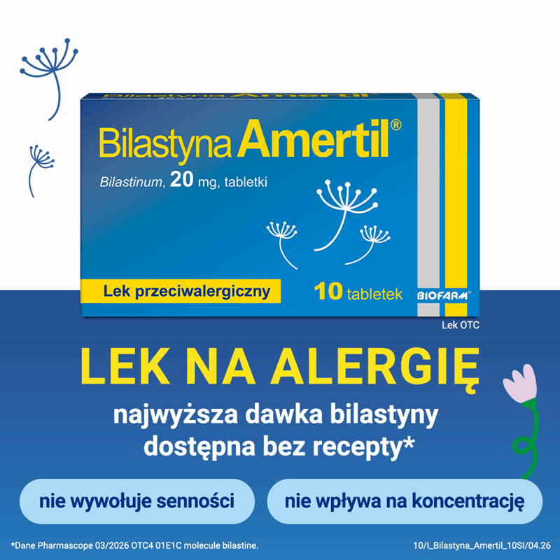 Bilastyna Amertil 20 mg tabletki, 10 szt.