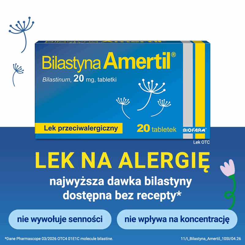 Bilastyna Amertil 20 mg tabletki, 20 szt.