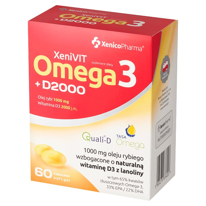 Bio Omega 3 + D2000 kapsułki miękkie na zdrowie serce, 60 szt.