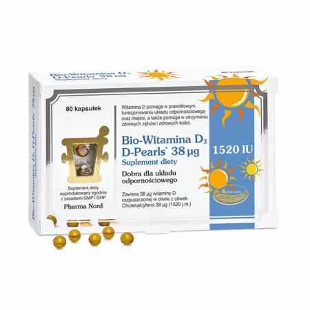 Bio-Witamina D3 D-Pearls 38 mcg kapsułki, 80 szt.