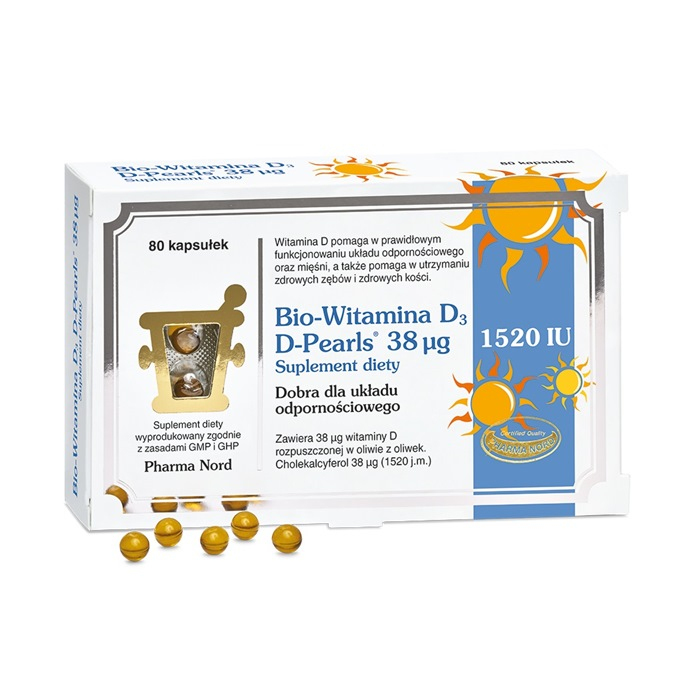Bio-Witamina D3 D-Pearls 38 mcg kapsułki, 80 szt.