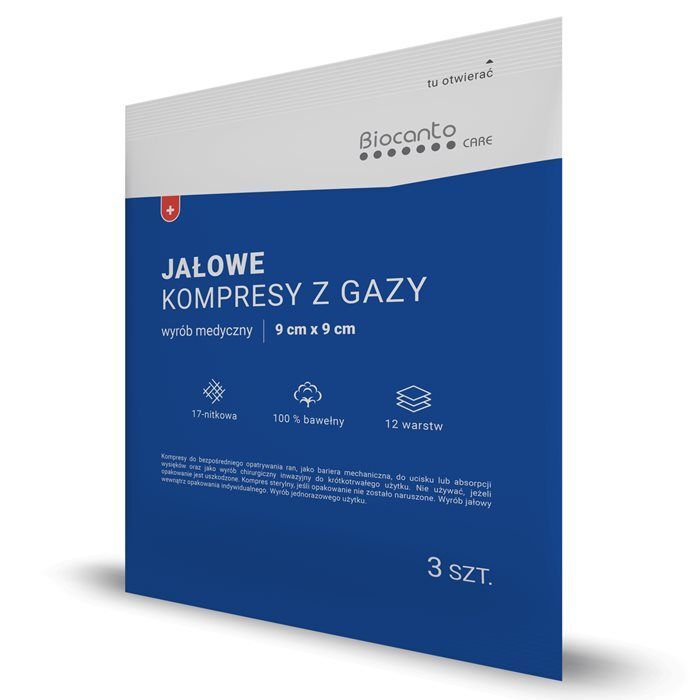 BIOCANTO Jałowe kompresy z gazy 9 x 9 cm 3 szt.
