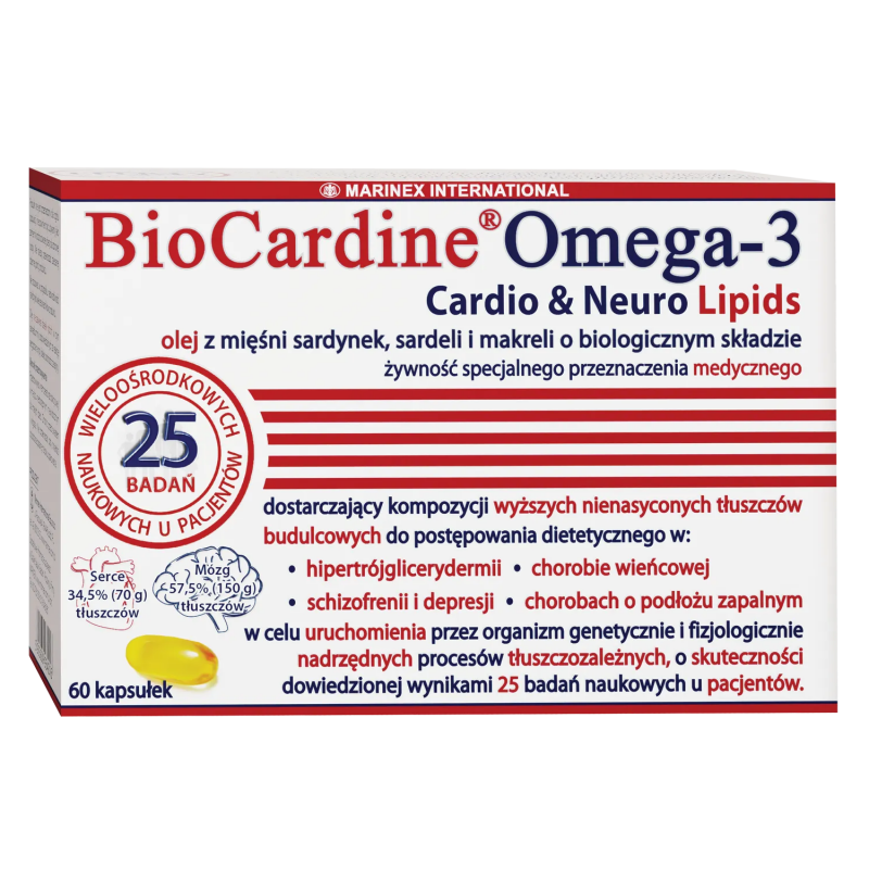 BioCardine Omega-3 Cardio&Neuro Lipids kapsułki, 60 szt.